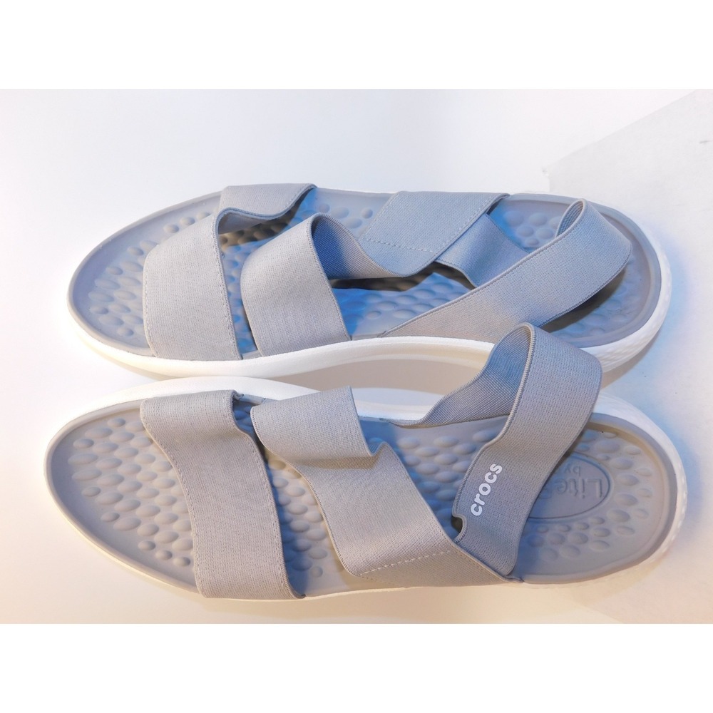 Crocs LiteRide Stretch Strappy Slingback Sandals Gray Womens Shoes 9M